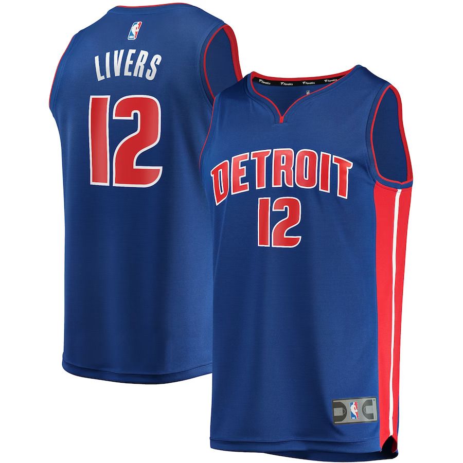 Men Detroit Pistons #12 Isaiah Livers Fanatics Branded Blue Fast Break Replica NBA Jersey